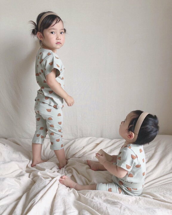 ショッピング 韓国子供服 新品未使用 くまさんパジャマ ルームウェア 90