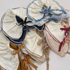 2枚セット 2重フリルガーゼスタイ フリルスタイ ベビースタイ 赤ちゃん 出産祝い 海外子ども服 涎掛け よだれかけ スタイ つけ襟 ベビーつけ襟 フリル バーステーフォト お宮参り