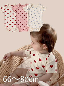 ベビーロンパース ハートロンパース 女の子 子ども服 海外子供服 プチプラ子ども服 赤ちゃん ハート柄 リボン柄 リボンロンパース