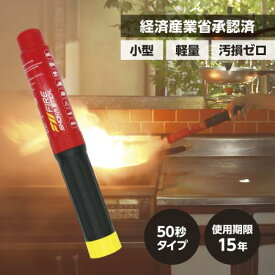 【2025年11月製 使用期限15年】FIRE SHOKA STICK(ファイヤーショーカスティック)50秒 次世代の消火器 具 290ミリ×40ミリ 265g 家庭用 住宅用 小型 軽量 コンパクト 汚損ゼロ エアゾール 簡易消火具 防災 火災 消火 防災グッズ 防災用品