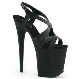 PLEASER【取り寄せ】プリーザー・厚底フラミンゴクロスストラップサンダル/品番：FLAMINGO-831/FLAM831/20cmヒール/ダンスシューズ/ダンス/衣装/ポールダンス/キャバ嬢/靴/ピンヒール/ハイヒール/女装/男性用/大きいサイズ/フェイクレザーブラック/黒