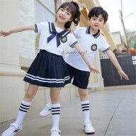 学生制服カジュアルセット学生服セーラー服キッズ幼稚園制服 卒業式2点セット 半袖ポロシャツ夏プリーツ…