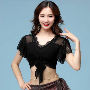 ダンスウェア衣装ショート丈トップス べリーダンス衣装シースルー ベリーダンス トップス レッスンウエア アラビア 練習着トップス 半袖ステージ 舞台衣装BELLY DANCE 社交ダンス衣装 コスチ