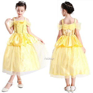 プリンセスドレス ハロウィン コスプレ衣装ワンピース フォーマルドレス キッズドレス子供ドレス パーティードレス ピアノ発表会ロングドレス イエロー 子供服 ワンピース 舞台演出服ジュ