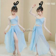 キッズ 古典ダンス衣装 女の子チャイナドレス ダンス衣装ワンピース 古典舞踊 練習着 ステージ衣装 演出…