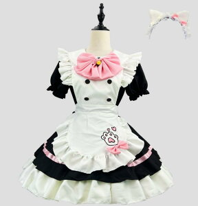 メイド服 ハロウィン コスチューム 半袖ワンピース+エプロン メイド衣装 コスプレ衣装 かわいい 大きいサイズ ロリータワンピース 可愛い 配色 メイドcosplay ハロウィン衣装 ウェイトレス