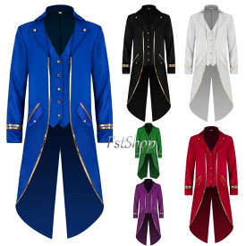 メンズロングジャケット 大人用コスチューム メンズタキシード ダンス衣裳 舞台衣装 燕尾服 中世紀欧風 王子様 貴族 伯爵 マジシャンコート魔術師コスプレ ステージ衣装 ハロウィンコスチューム パーティー 舞台劇 学園祭 お芝居 舞台衣裳 仮装 変装 イベント