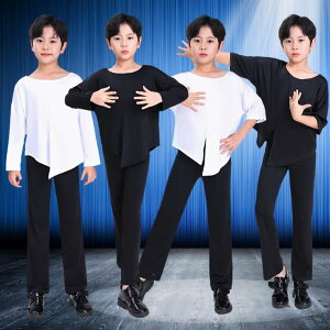 キッズ 男の子 ラテンダンスウエア カジュアルブラウス 長袖シャツ 半袖シャツ 長ズボン 上下二点セット 舞台ステージ演出服 イベントジュニア 社交ダンス衣装 ヨガ ベリー ラテン ダンス