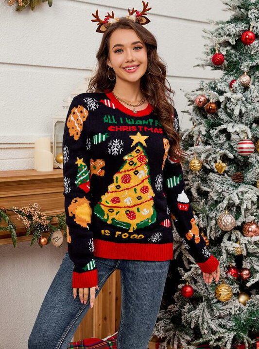 楽天市場】レディース クリスマス セーター クリスマスツリー柄 ニット 