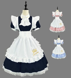 メイド服 ゴスロリ 可愛い ロリータ ドレス ロング 人気 ワンピース ハロウィン 仮装 レディース コスプレ 半袖 蝶結ぶ パーティー イベント 演出服 ハロウィン コスチューム変装