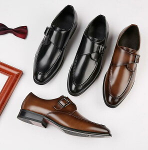メンズ ビジネスシューズ 紳士靴 フォーマルシューズ バックル 合皮ストレートチップ 黒 結婚式 履きやすい フォーマルシューズ快適ドレスシューズ 冠婚葬祭 スーツ就活 入園式 カジュアル