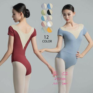 バレエ 半袖レオタード大人用ダンス衣装レディース ジュニア トップス レッスン着レッスンウェア 練習服バレエ用品くすみカラー舞台 団体服ステージ フィットネス新体操ステージ衣装イベ