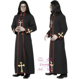 牧師 神父ハロウィン 修道士コスプレ 衣装ロングローブ メンズ ハロウィーン変装 仮装 クリスマス 牧師 神父 悪魔 大人用 演劇 ダンス衣装パーティー服 ステージ 牧師 宣教師 コスチューム