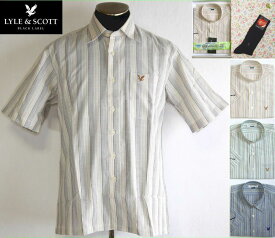 父の日 ギフト シャツ【LYLE&SCOTT ライル&スコット】半袖 ストライプ柄 紳士靴下1足付【ラッピング&送料無料】プレゼント ブランド 夏用 大人 メンズ 清涼感 40代 50代 60代