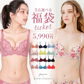 高レビュー★4.81【ブラ2点で5,990円福袋チケット】※割引クーポン対象外 返品・キャンセル・追加不可 選べる ブラジャー 育乳ブラ 福袋 2枚 セット 補正下着 脇高 脇肉スッキリ 下着 レディース グラモア glamore FT1050 【送料無料】【交換可・返品不可】