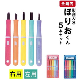 彫刻刀 セット ほりおくん 小学生 5本セット 銀鳥 ギンポー 彫刻刀S 右用 左用 すべり止めシート付 みぎ ひだり　文房具