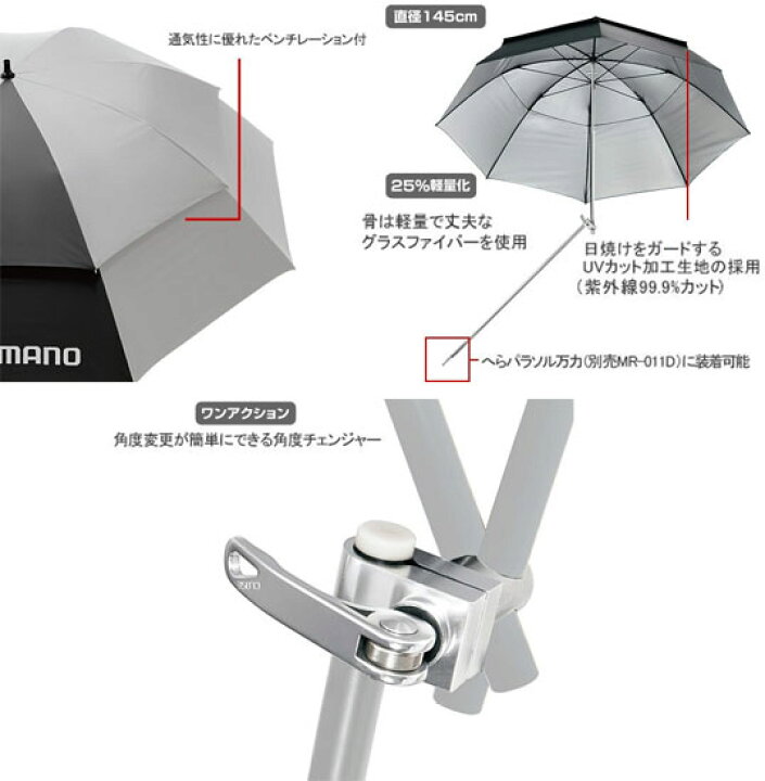 楽天市場】シマノ(Shimano) 角度チェンジャー付きパラソル ブラック 