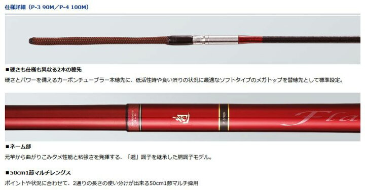楽天市場】ダイワ(Daiwa) 遡 フレイムホーク P-3 90M・Y / 本流竿 渓流 