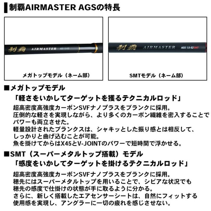 楽天市場】ダイワ 制覇エアマスターAGS 1.25-52 SMT / 磯竿 磯釣り 