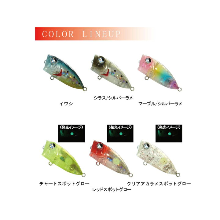楽天市場 ルーディーズ メバポッパーz クリアアカラメスポットグロー メバル トップウォーター ポッパー 釣具 釣り具 釣具のfto