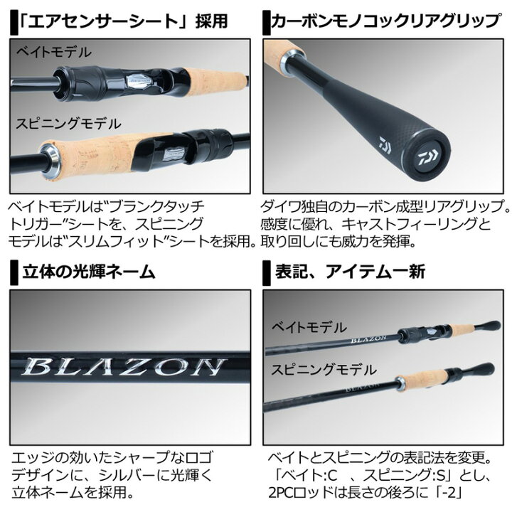 楽天市場 ダイワ Daiwa ブレイゾン S68mh 2 バス スピニングロッド 2ピース 釣具 釣り具 釣具のfto