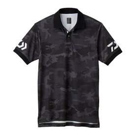 DE-7906 半袖ポロシャツ ブラックカモ×ホワイト XL　【お買い物マラソン　釣具　釣り具】