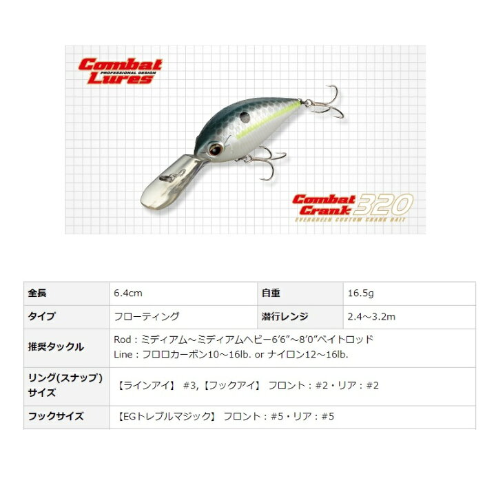 楽天市場 エバーグリーン コンバットクランク3 271 チャンピオンシャッド 釣具 釣り具 釣具のfto