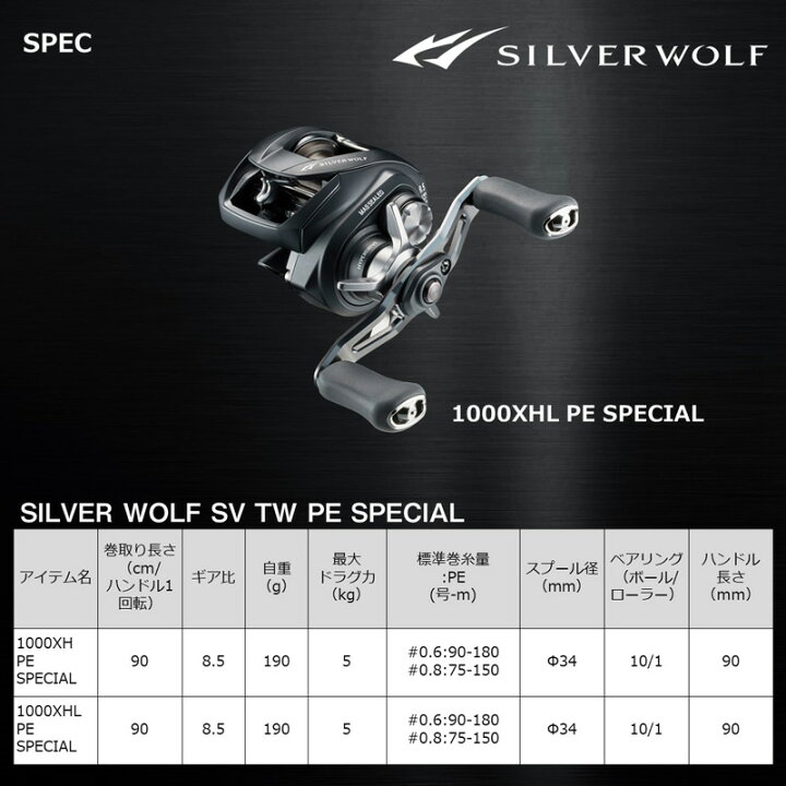 楽天市場】ダイワ シルバーウルフ SV TW 1000XHL PE SPECIAL  