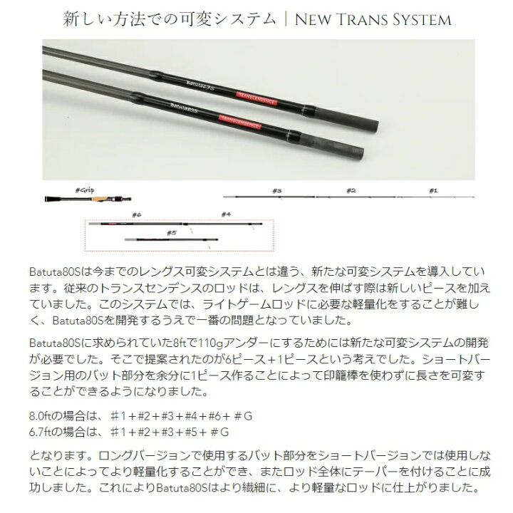楽天市場】トランスセンデンス BATUTA80S バトゥータ80S 【釣具 釣り具 