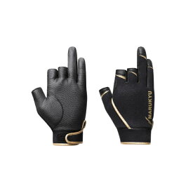 マルキュー　MQ-01 ウォームフィッシンググローブ 3本切 LL ブラック/ゴールド