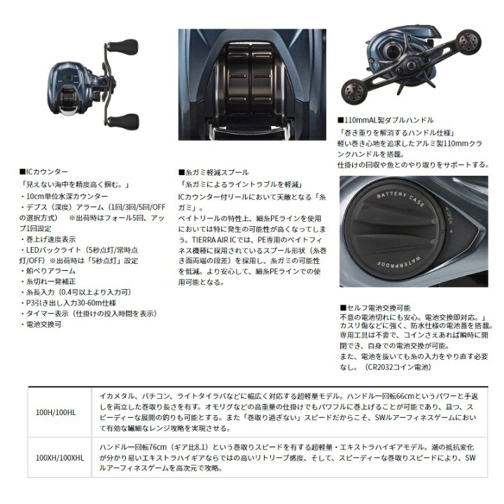 楽天市場】ダイワ ティエラ AIR IC 100XH / カウンター付 リール 右巻 