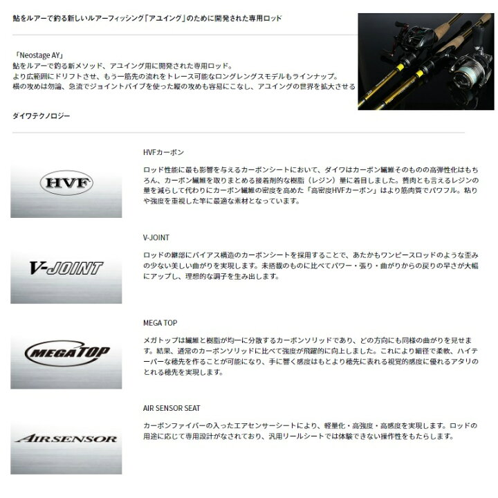 楽天市場】ダイワ ネオステージ AY 100MB-S / 鮎ルアー 竿 ベイト 