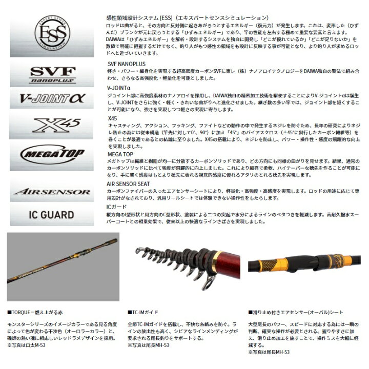 楽天市場】ダイワ モンスタートルク 尾長MH-53 / 磯 竿 : 釣具のFTO