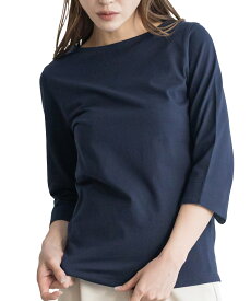 【当店人気ITEM★送料無料】ボーダー 綿100％デニム袖Tシャツ ボートネック クルーネック カットソー コットン ボーダー 無地 黒 白 無地 M L LL 薄手 トップス 7分袖 7分 tシャツ ロンt レディース 女性 大人 春 夏 秋 ミリアンデニ