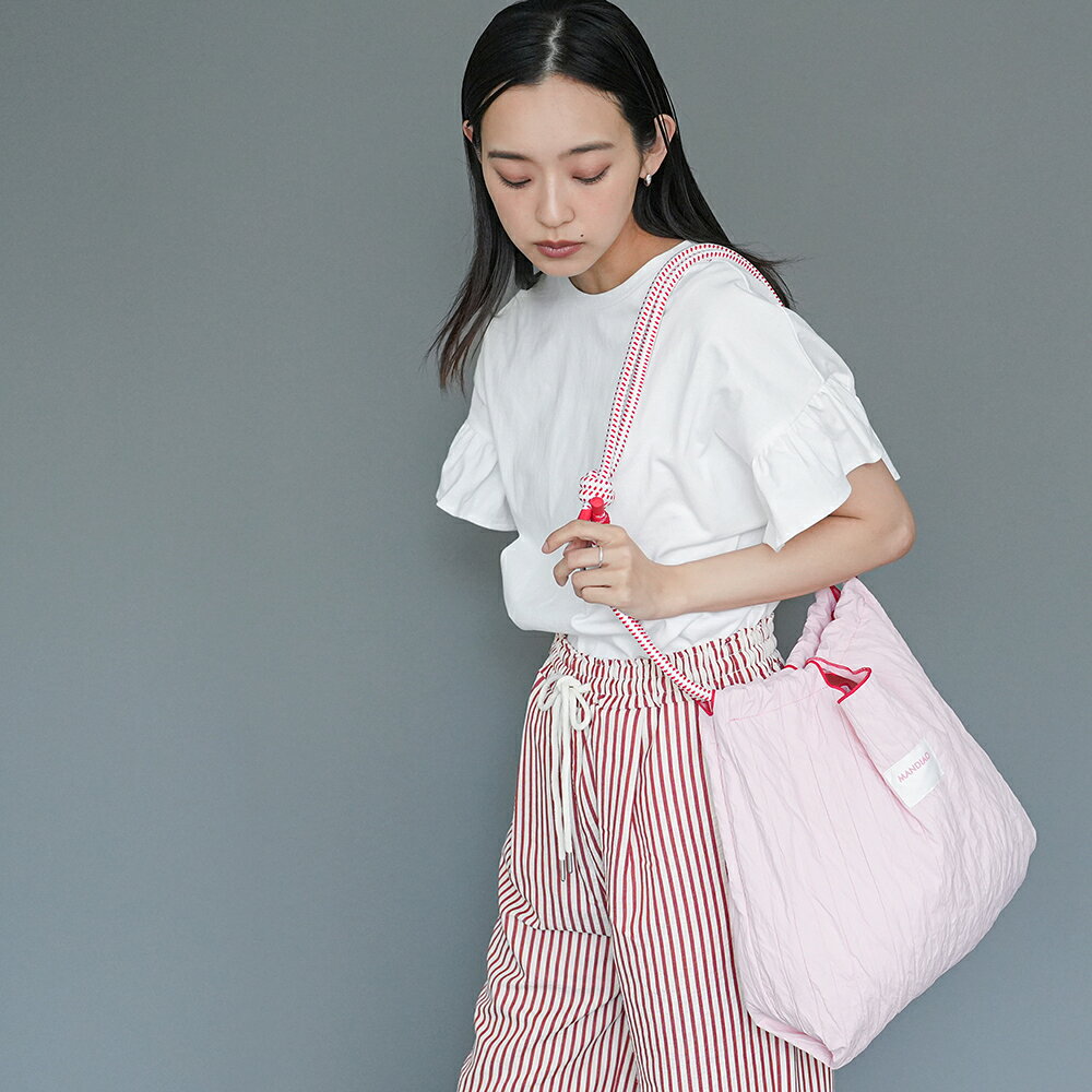 【25%OFFクーポン☆】★バッグランキング1位獲得★ 2WAYロープトートバッグ ショルダーバッグ ハンドバッグ 鞄 インナーポケット パープル アイボリー ピンク A4収納可能 小物 雑貨 フリーサイズ レディース バッグ 春 夏 秋 ミリアンデニ - メイン画像 13