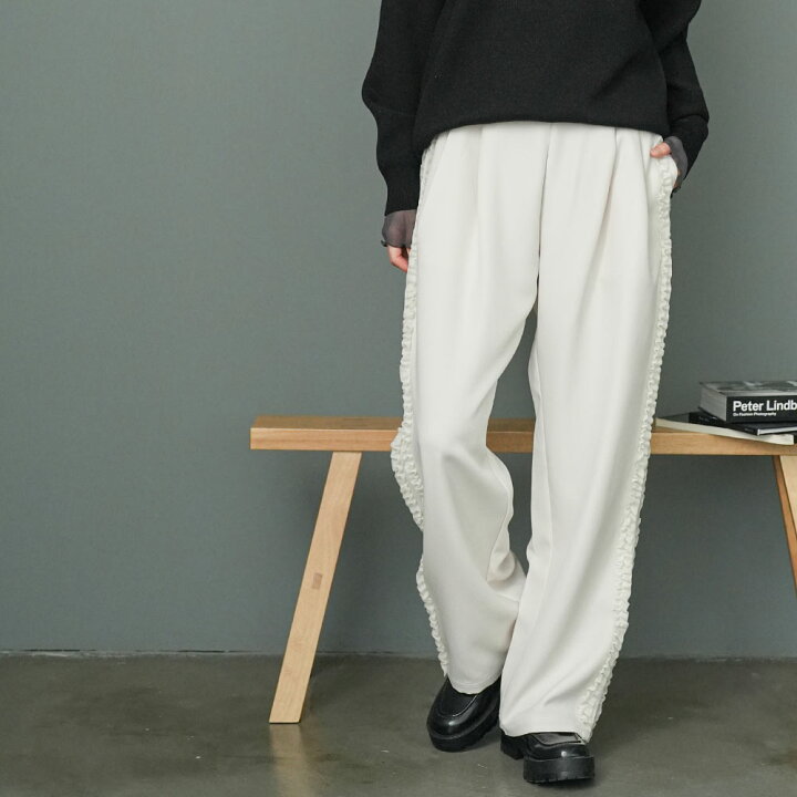 楽天市場】【20%OFFクーポン☆】カットジョーゼットサイドフリルパンツ  
