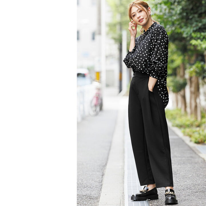 楽天市場】【20%OFFクーポン☆】タックパンツ ワイドパンツ ロング丈 