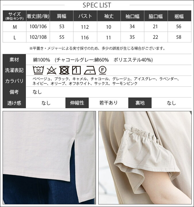 楽天市場】【20%OFFクーポン☆】フリル袖Tシャツワンピース サイド 