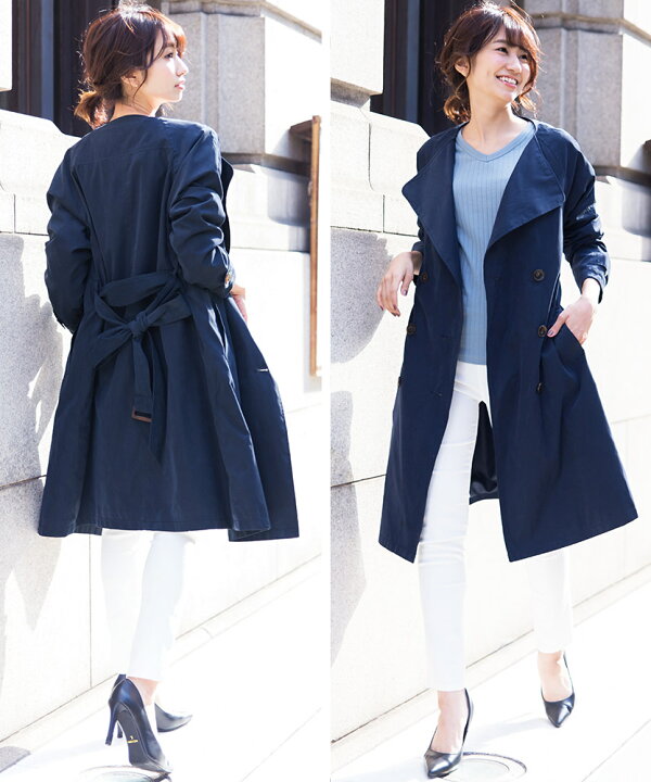 楽天市場】【20%OFFクーポン☆】ノーカラートレンチコート スプリング  