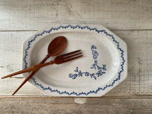 【fucca】新商品  アンティークスタンプ八角皿 26センチ 大皿 コーナービオラ  美濃焼 人気洋食器 オクトゴナル ワンプレート インスタグラム 楕円皿 オーバルプレート 八角プレー