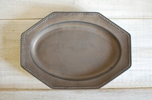 【fucca】リムプチドット 八角長プレート 27センチ  ゴールド 美濃焼 人気洋食器 オクトゴナル ワンプレート インスタグラム 八角皿 カレー皿 パスタ皿 ディナープレート メイン皿