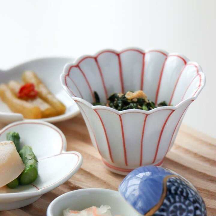 有田燒 小鉢L （有田焼 和紙染め 梅形鉢 ＋ 和紙染め 梅形 小鉢 各 2個 