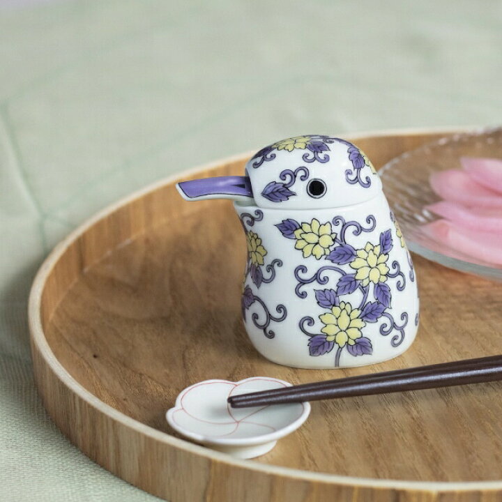 楽天市場 送料無料 有田焼 カワセミ 紫 醤油さし 小 液だれしない 陶磁器 かわいい ギフト 食卓雑貨 有田焼 山忠
