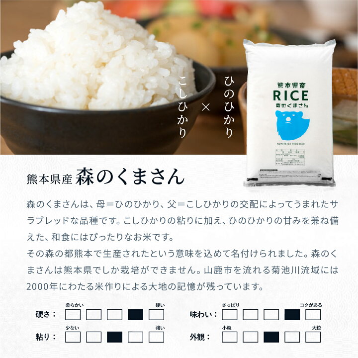 楽天市場】米 無洗米 10kg 送料無料 森のくまさん 5kg×2袋 熊本県産 令 