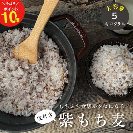 【7/26(土)まで！ポイント10倍！】皮付き もち麦 5kg 国産 たっぷり【2.5kg×2袋セット】 もち麦 皮つき【もち麦 国産 送料無料】送料無料 ダイエット【国産 もち麦/無添加/ダイシモチ/モチムギ】もちむぎ　紫もち麦 こめたつ 自然の蔵
