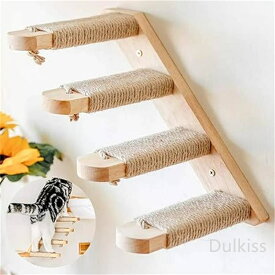 猫 ステップ 木製 4段 キャットウォーク キャットステップ 階段 壁 取付 猫用階段 DIY 壁付け 猫家具 室内用 猫棚 遊び場 キャット階段 爪とぎ 滑り止め ネコ おしゃれ 運動不足 ペット用品 シンプル 取り付け簡単 便利 プレゼント ギフト 贈り物