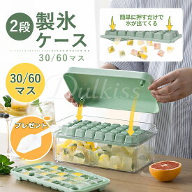 製氷皿 製氷ケース 製氷器 30マス 30/60穴 1/2段 大きい かわいい 取り出しやすい シリコン製 ケース付き 収納ボックス付き アイススコップ付き ブロックアイス 家庭用 氷作る容器 氷菓子 アイストレー