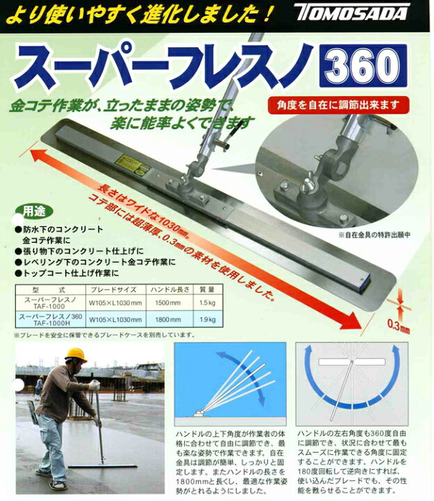 楽天市場】【友定建機】スーパーフレスノ360 TAF-1000H（首元角度 