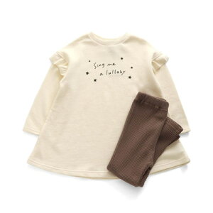 最終処分60%OFF!【Ampersand アンパサンド ロゴプリント ワンマイルウェア キッズ かぶりパジャマ 長袖 女の子 フリル 80cm】[ampersand 綿100% 裏毛素材 ナイトウエア ルームウェア 部屋着 女