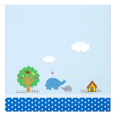 【刺繍名入れ代込】【ナカバヤシ/ネットオリジナル】【アルバムベビー】誕生用/フエルアルバム/ほのぼの広場ぞうYJ-LB-06-Bブルー/フォトアルバム/写真